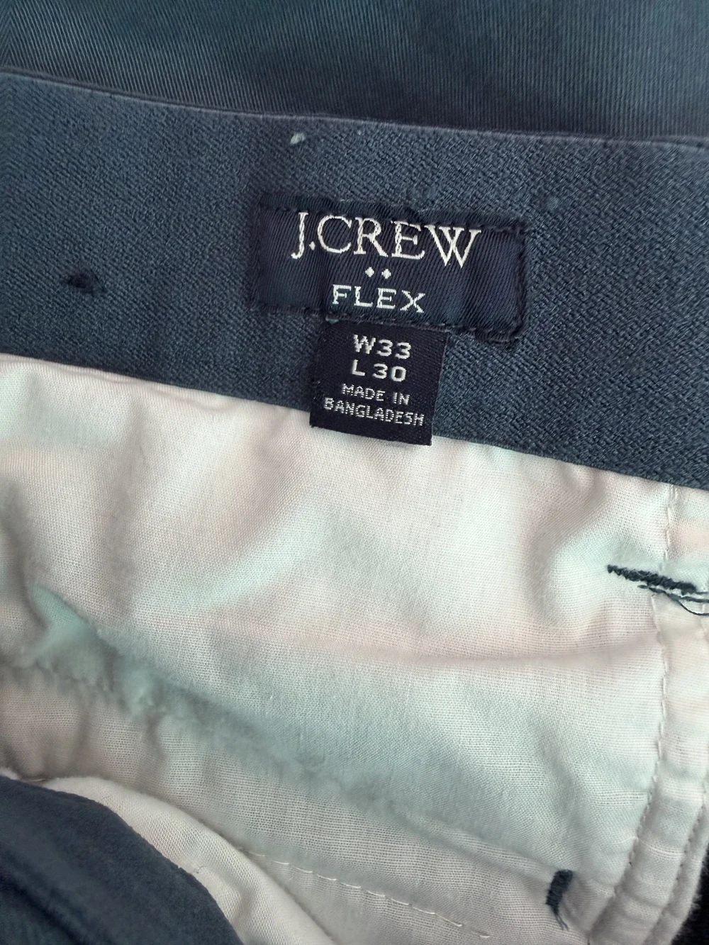 J.Crew Flex Chino Pants Mens 33x30 Blue Stretch Casual Slim Straight